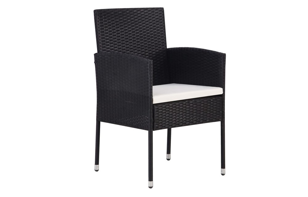 11-delige Tuinset met kussens poly rattan zwart