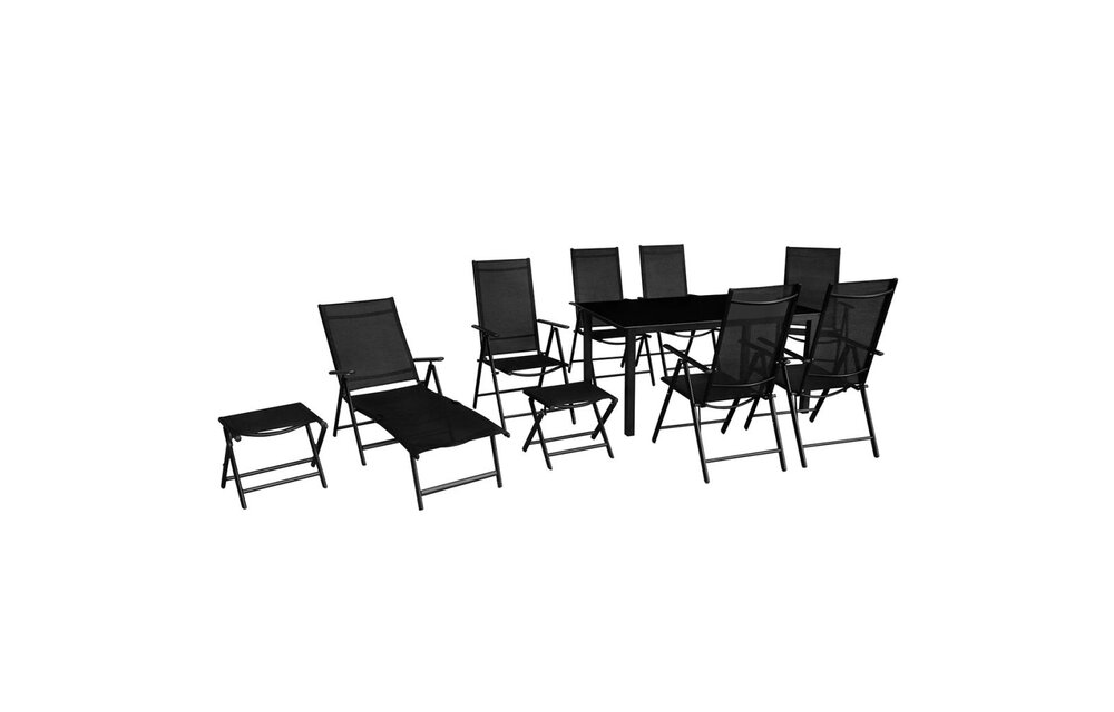 10-delige Tuinset aluminium zwart