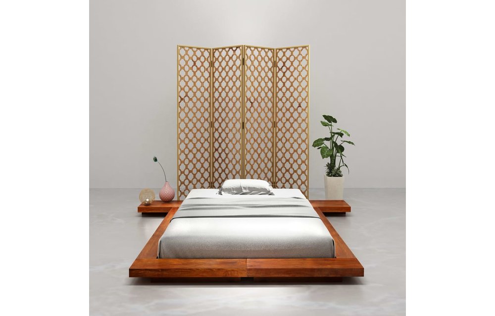 Bedframe Japanse futon massief acaciahout 120x200 cm