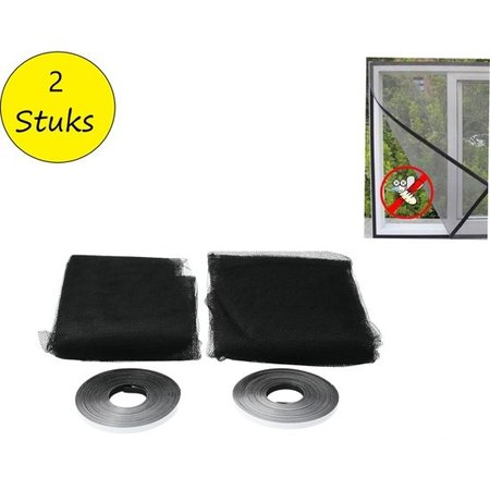 Banzaa Horrengaas voor het raam 130x150cm – 2 stuks Vliegen Gaas – Insecten Buiten de Deur Houden – Zwart