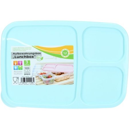 Banzaa Lunchbox met Deksel 1,2 liter – Voedselbak – Vaatwassergeschikt – Met drie Vakken – Blauw