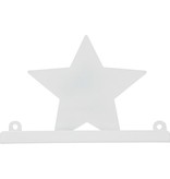 Redhart Wandplankje met met Muurstickers voor in de Kinderslaapkamer Witte ster – 11x20x6cm | Houder voor aan de Muur | Metalen Wandhanger met 2 Stickervellen | Muurhanger