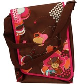 MR Mokka Mr Mokka Ruime Schoudertas voor Meisjes met Kliksluiting en Telefoonvakje – Bruin Oranje Roze – 40x26x6cm | Schooltas | Sporttas | Kindertas