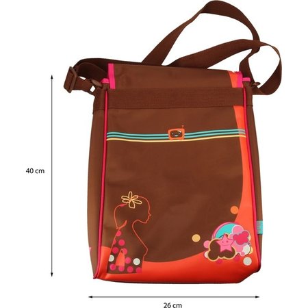 MR Mokka Mr Mokka Ruime Schoudertas voor Meisjes met Kliksluiting en Telefoonvakje – Bruin Oranje Roze – 40x26x6cm | Schooltas | Sporttas | Kindertas