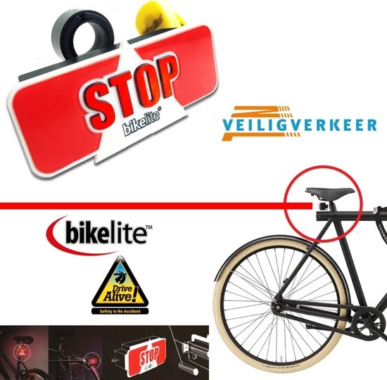 Bikelite Extra Veilig Remlicht voor de Fiets + Gratis Montagemateriaal Stop Signaal | Veilig Verkeer Nederland | Best Deals Online BV