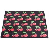 Badmat met Kersen en Skulls 60x45cm  Zwart, Rood