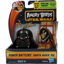 Angry Birds& Star Wars Power Battlers Darth Vader Pig – 6x5x5cm | Schietspeelgoed voor Kinderen | Zelfrijdende Poppetjes