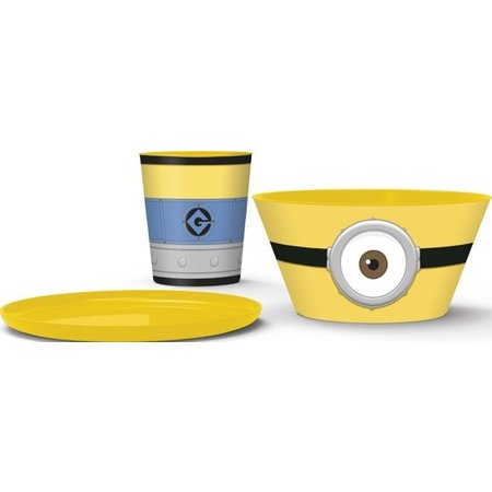 Minions Verschrikkelijke ikke Minions Stapelbaar ontbijtset voor kinderen met Bord en Beker – 17x14x14cm