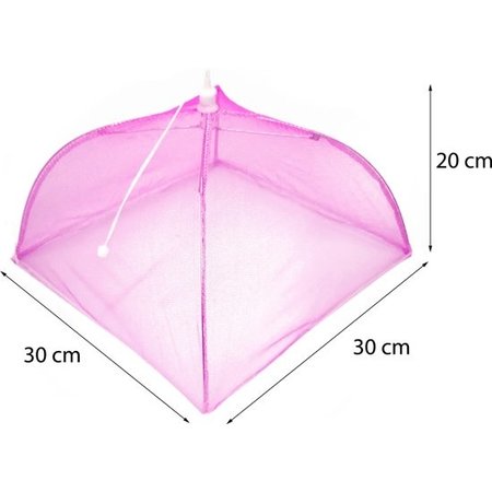 Banzaa Vliegenkap Opvouwbaar – 30x20cm – Kanten Design – Pop Up Insecten Net – Beschermd uw eten tegen Vliegen – Roze
