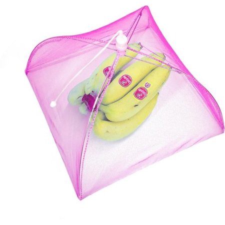Banzaa Vliegenkap Opvouwbaar – 30x20cm – Kanten Design – Pop Up Insecten Net – Beschermd uw eten tegen Vliegen – Roze