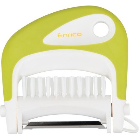 Enrico Enrico Multi Peeler 3 in 1 Aardappel Tool RVS – 8x9x2cm | Dunschiller Borstel en Ontpitter in 1 | Schilmesje met Roestvrijstalen Mesjes