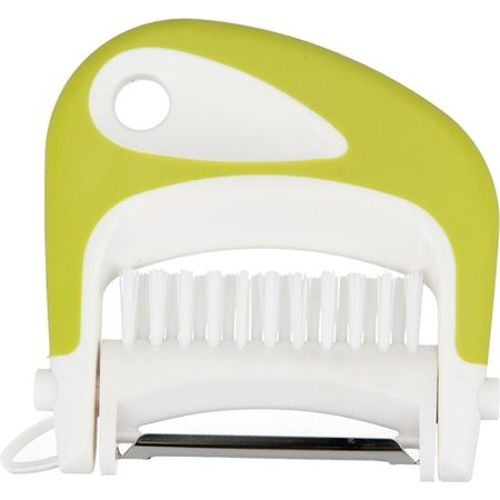 Enrico Enrico Multi Peeler 3 in 1 Aardappel Tool RVS – 8x9x2cm | Dunschiller Borstel en Ontpitter in 1 | Schilmesje met Roestvrijstalen Mesjes