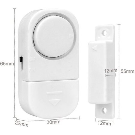 Benson 2x Draadloze Mini-Alarmen Set met Sensor - 2 Stuks  - 95 dB - Inclusief Batterijen en Montageset | Pakket van 2 Magnetische Deur en Raam Sensor Alarmsystemen | Woningbeveiliging | Waarschuwings Alarm Tegen Inbrekers en Indringers