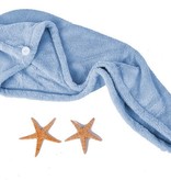 Banzaa Blauwe Microvezel Handdoek Droogt Uw Natte Hoofdhaar 7x Sneller – Blauw | Absorberende Voorgevormde Hoofdhanddoek Geschikt Voor Drogen van Kort en Lang Kapsel | Haartulband Voor Snel Opdrogen van Nat Haar Na het Douchen of Baden | Haarwikkels