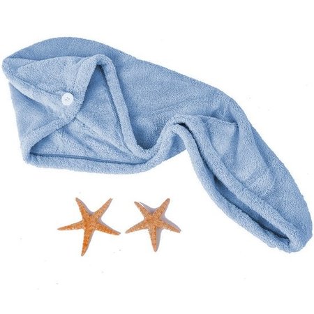 Banzaa Blauwe Microvezel Handdoek Droogt Uw Natte Hoofdhaar 7x Sneller – Blauw | Absorberende Voorgevormde Hoofdhanddoek Geschikt Voor Drogen van Kort en Lang Kapsel | Haartulband Voor Snel Opdrogen van Nat Haar Na het Douchen of Baden | Haarwikkels