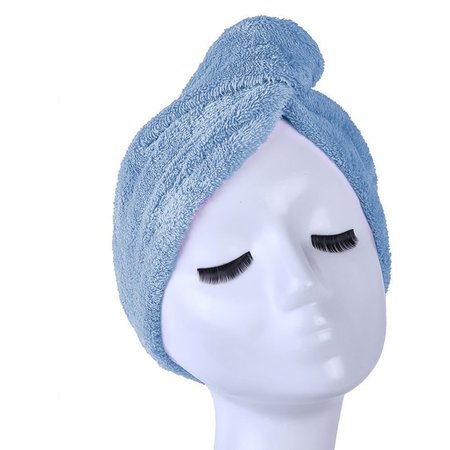 Banzaa Blauwe Microvezel Handdoek Droogt Uw Natte Hoofdhaar 7x Sneller – Blauw | Absorberende Voorgevormde Hoofdhanddoek Geschikt Voor Drogen van Kort en Lang Kapsel | Haartulband Voor Snel Opdrogen van Nat Haar Na het Douchen of Baden | Haarwikkels