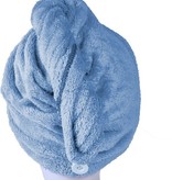 Banzaa Blauwe Microvezel Handdoek Droogt Uw Natte Hoofdhaar 7x Sneller – Blauw | Absorberende Voorgevormde Hoofdhanddoek Geschikt Voor Drogen van Kort en Lang Kapsel | Haartulband Voor Snel Opdrogen van Nat Haar Na het Douchen of Baden | Haarwikkels