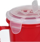 Banzaa Rode Magnetron Soepbeker met Ontluchtingsfilter – 12x8cm | Magnetron Bestendige Beker voor het Bereiden van Soep