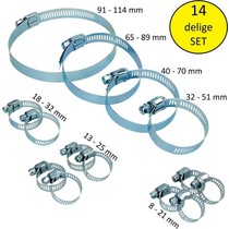 14-delige Slangklemmen Set Incl. Jumboklem