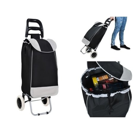 Banzaa Trolley Boodschappen Tas Wagen Op 2 Wieltjes - Boodschappentrolley Zwart Grijs