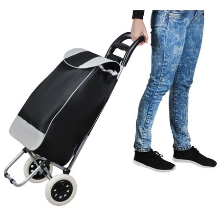 Banzaa Trolley Boodschappen Tas Wagen Op 2 Wieltjes - Boodschappentrolley Zwart Grijs