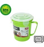 Banzaa Groene Magnetron Soepbeker met Ontluchtingsfilter – 13x11cm | Magnetronbestendige Beker voor het Bereiden van Soep
