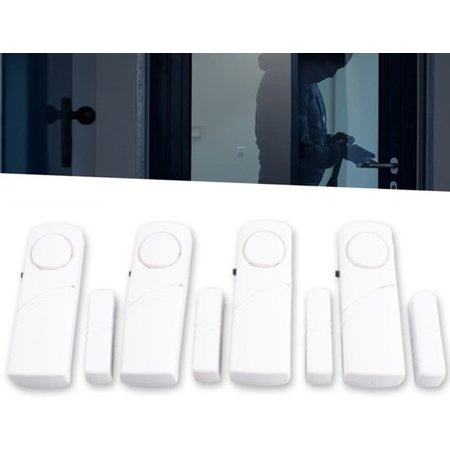 Banzaa Premium 4x Draadloos Inbraakalarm Set met Magnetische Sensoren – 4 Stuks – Wit – 90 dB  | Deur en Raam Beveiliging | Inbraakalarmsysteem| Woningbeveiliging | Waarschuwings Alarm Tegen Inbrekers en Indringers