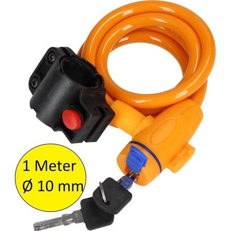 Banzaa Staalkabelslot voor de Fiets Met Beschermend Omhulsel Oranje – 16x11cm | Bescherming | Fietsslot | Kettingslot