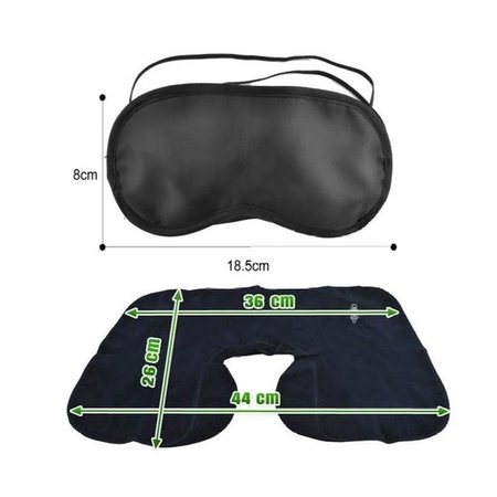 Travel Pillow Opblaasnekkussen 2 Stuks + 2 Gratis Oogmaskers – 27x42cm | Reiskussen Opblaasbaar | Duopack met Slaapmaskers | Comfortabel Slapen Onderweg | Autokussen