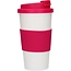Banzaa Thermo Koffie en Theebeker voor Onderweg wit roze – 18x9x9cm | Thermokop voor het Meenemen van Koffie of Thee | Thermo mok | Houdt uw Koffie Warm tijdens het Rijden