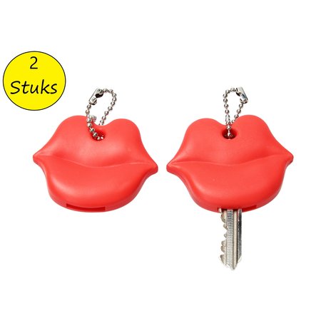 Present Time Sleutel Cover Rode Lippen 2 Stuks – Sleutelhoes – Rood