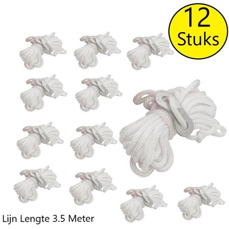 Banzaa BDO Scheerlijn set met Klemmen 12 Stuks – 350cm | Tenttouwen | Scheerlijnen | Kamperen | Outdoor | Camping Artikelen
