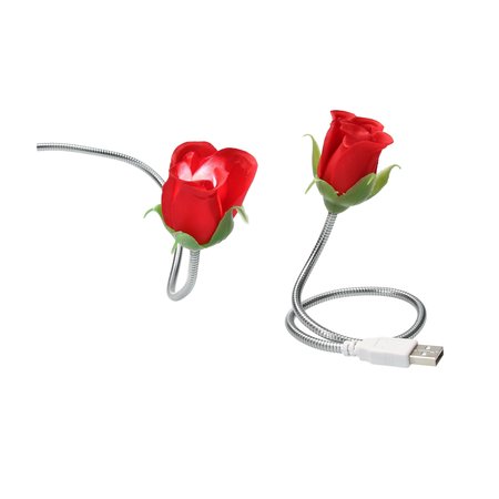 Present Time Silly Gifts USB Kabel Roos met Lampje 2 Stuks – USB Lampje – Verlichting USB – Licht – Rood
