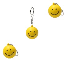 Stressballen Sleutelhanger set 3 stuks Smiley Geel