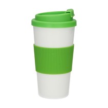 Thermo koffie en theebeker wit groen