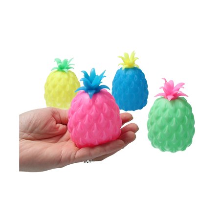 Banzaa Banzaa Ananas Waterparels Stressbal 11x7cm 4 stuks Blauw ‒ Groen ‒ Roze ‒ Geel