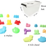 Banzaa Banzaa Speelzand 2 KG Modelleer Zand in Bak met 8 mallen
