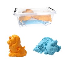 Moving Sand Speelzand Blauw 2.5 KG Modelleer Zand in Bak + Mal Leeuw