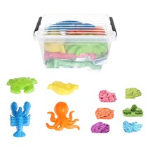 Speelzand 2x 500 Gram Modelleer Zand in Bak + 4 zeedieren mallen