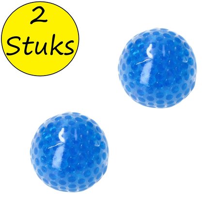 Banzaa Banzaa Anti stressbal Orbeez Mesh 7cm ‒ NEW Extra Dikke Ballon ‒ Set 2 Stuks Blauw