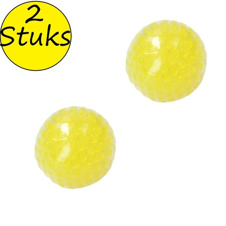 Banzaa Banzaa Anti stressbal Waterparels Mesh 7cm ‒ NEW Extra Dikke Ballon ‒ Set 2 Stuks Geel