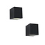 Banzaa Banzaa Wandlamp Set 2 stuks ‒ IP54 Armatuur GU-10 Enkele lichtbundel ‒ Rechthoek 9cm Zwart