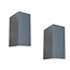 Banzaa Banzaa Wandlamp Set 2 stuks ‒ IP54 Armatuur 2x GU-10 Dubbele lichtbundel ‒ Rechthoek 15cm Antraciet