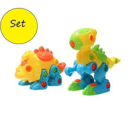 Banzaa Bouw je eigen Dino set 2 stuks - constructie Dinosaurus Triceratops & T-Rex