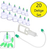 KL 20-Delige Cupping Set met 6 Formaten Cups Pull Out Vacuüm Apparaat | Cupping Therapy Set Anti Cellulitis | Chinese Massage Therapie | Vacuüm Cups Therapie met Pomp | Wellness | Anti Cellulite
