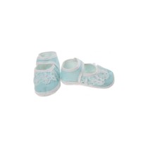 Babyschoenen Newborn Meisjes Lichtblauw/wit Met Kant