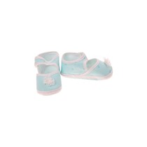 Babyschoenen Newborn Meisjes Lichtblauw Met Bloemetjes