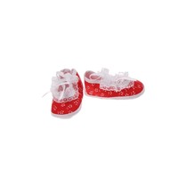 Babyschoenen Newborn Meisjes Rood Met Witte Bloemetjes