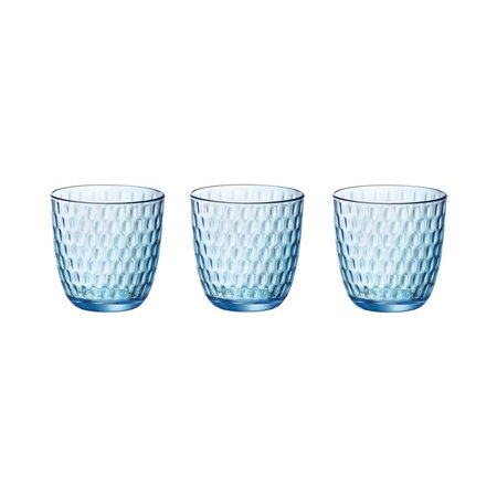 Bormioli Rocco 12x stuks waterglazen blauw transparant met relief 290 ml - Glazen - Drinkglas/waterglas/sapglas