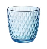 Bormioli Rocco 12x stuks waterglazen blauw transparant met relief 290 ml - Glazen - Drinkglas/waterglas/sapglas